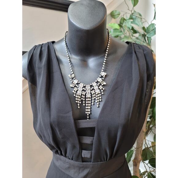 Casting Girl Dress Women Large Black Sleeveless High Low Sheer Evening Formal - Picture 3 of 13